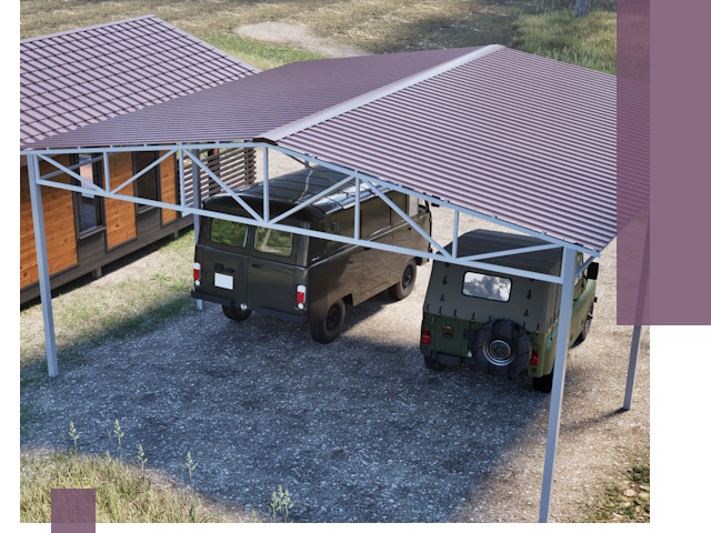 Двускатные навесы под ключ в Кирове — изготовление и монтаж